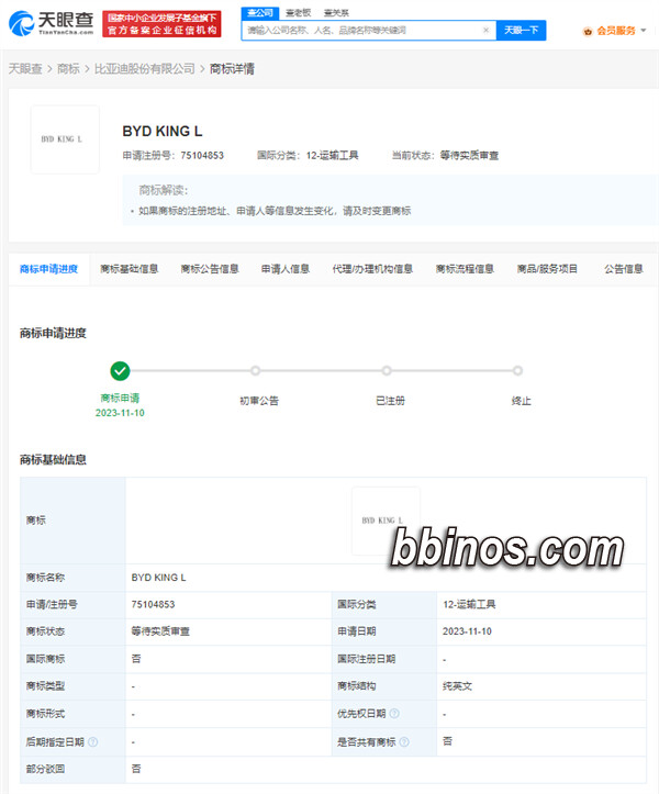 2023120518 比亚迪拟推出新车型？byd Kingbyd King L商标申请暗示新动向
